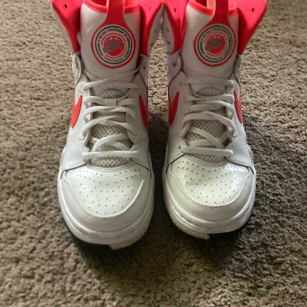 Women’s White and Red Nike Ascension High-Top Sneakers